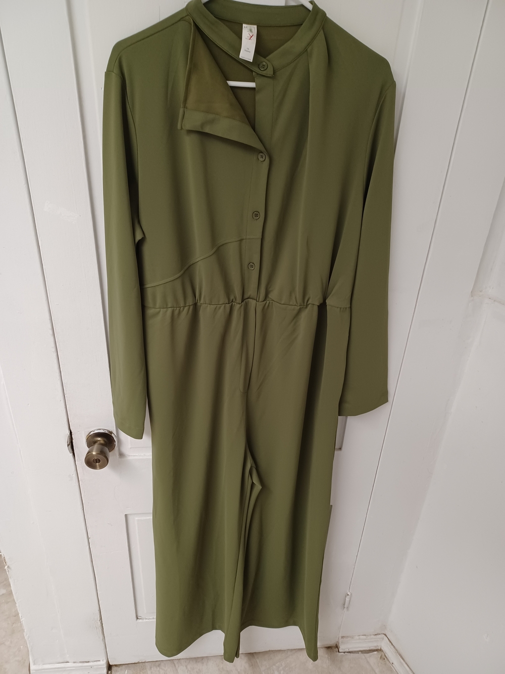 Halara Olive Green Long Sleeve Jumpsuit Dress